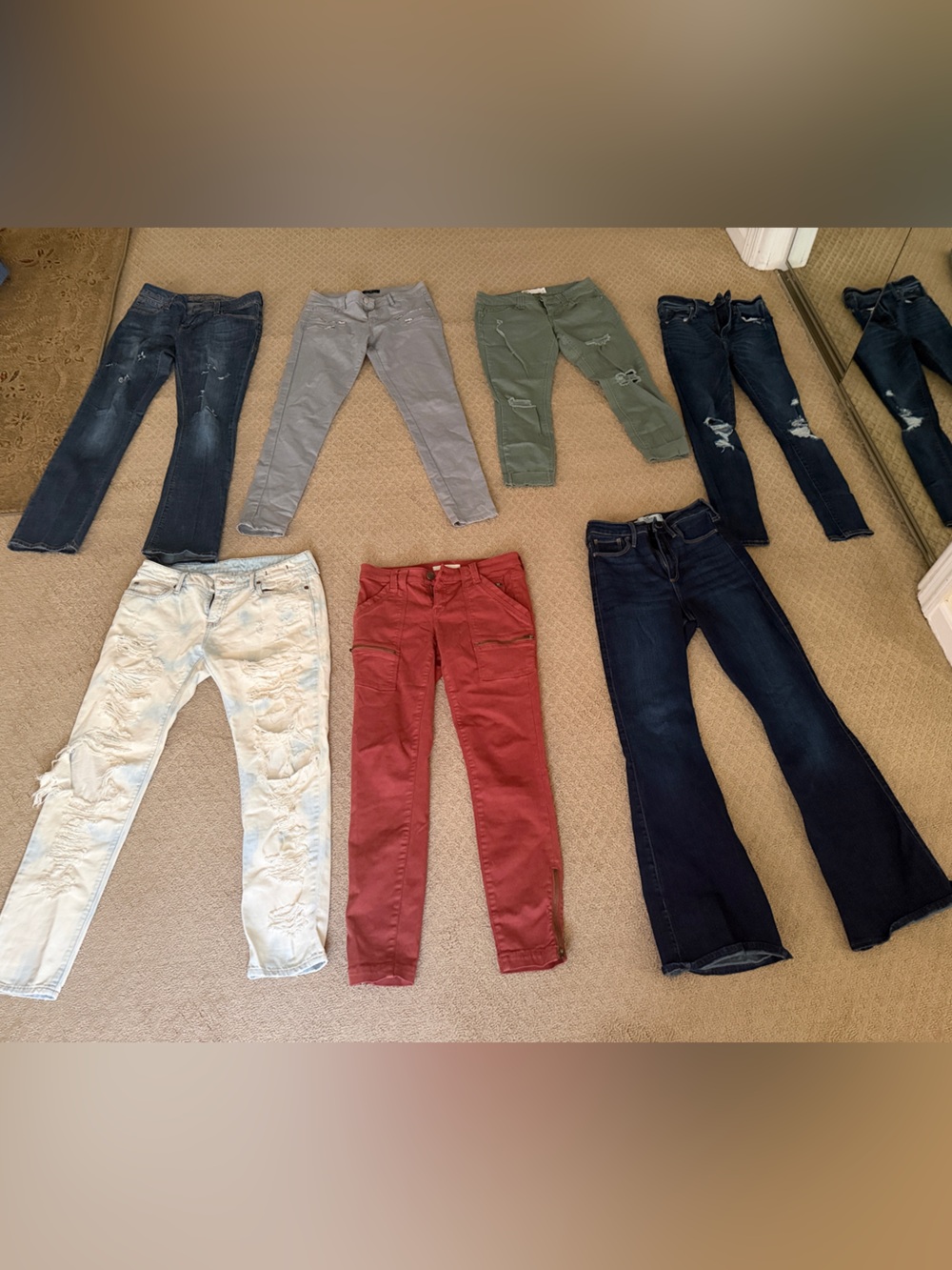 Mixed-Color Women's Jeans Assortment - Ivory, Red, Navy, Gray, Olive, Black